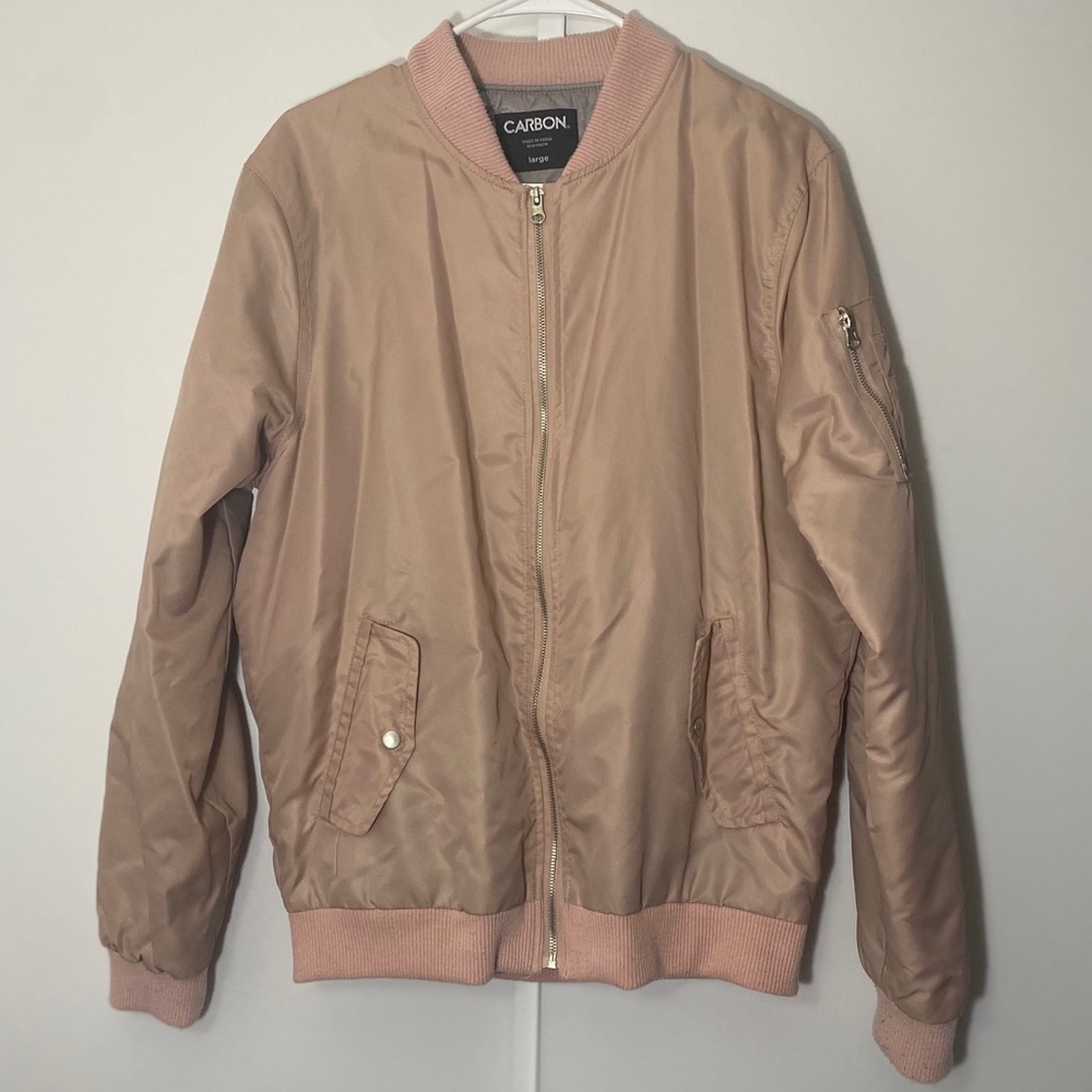 Rue 21 rose gold pink bomber jacket men’s size L